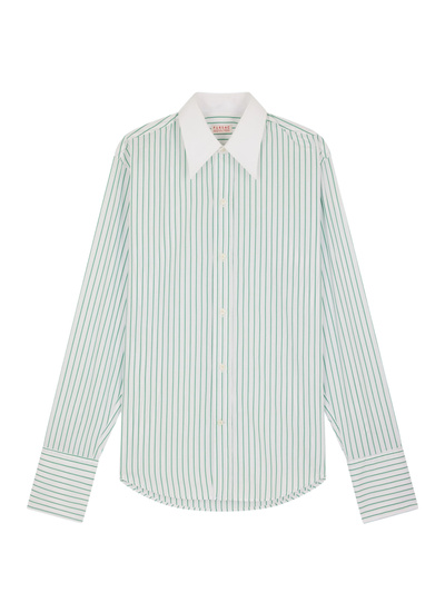 Men's white - green stripes shirt Fursac - H3FARO-FH18-H008