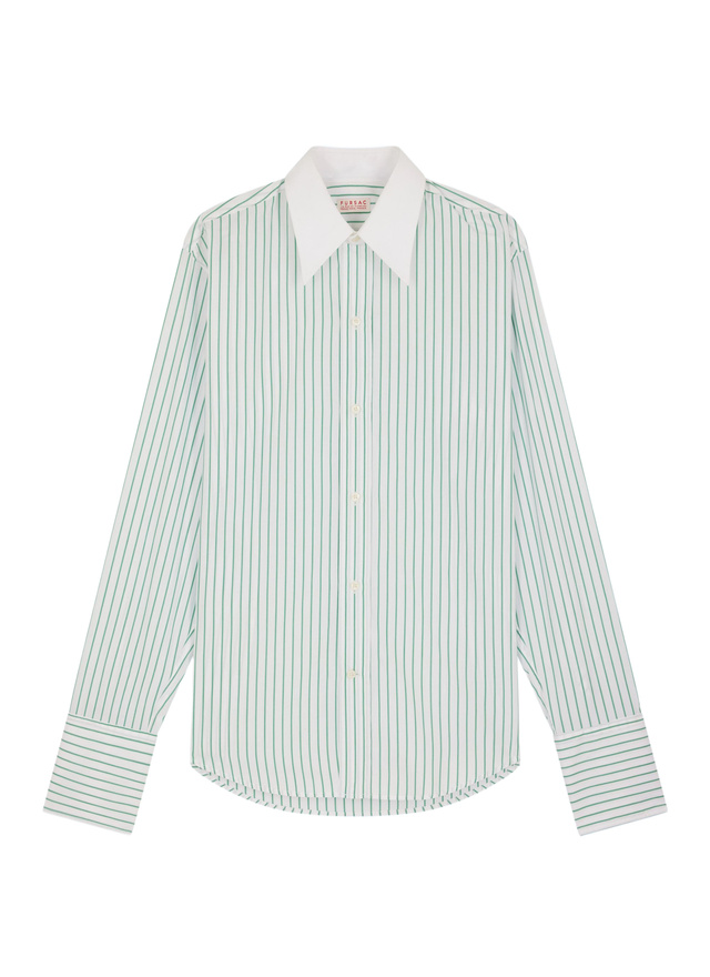Men's white - green stripes shirt Fursac - H3FARO-FH18-H008