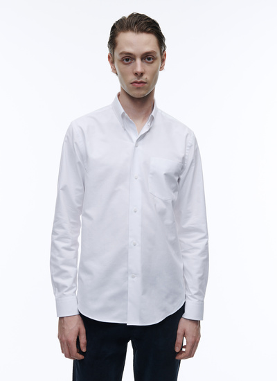 Men's shirt white oxford cotton Fursac - H3ABIA-VH42-01