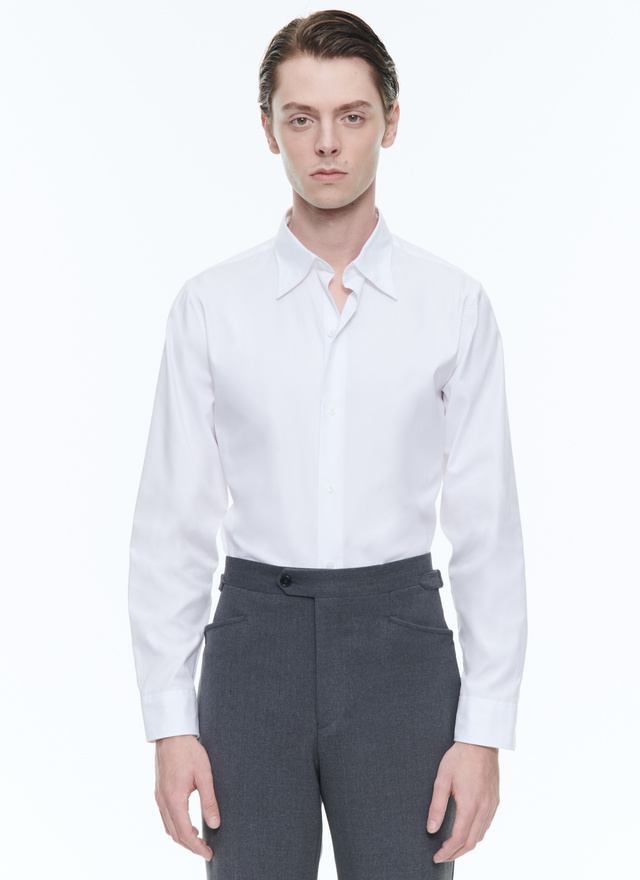 Men's shirt white cotton poplin Fursac - H3ADAV-E005-01