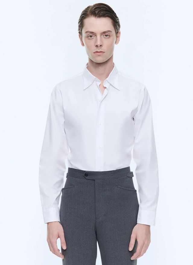 Men's shirt white cotton poplin Fursac - H3ADAV-E005-01