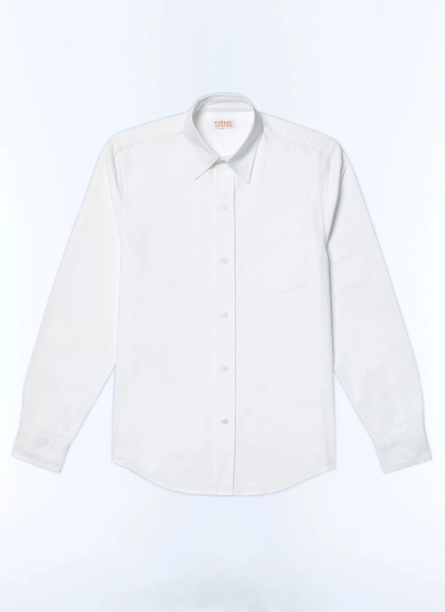 Men's white, ecru cotton poplin shirt Fursac - H3ADAV-E005-01