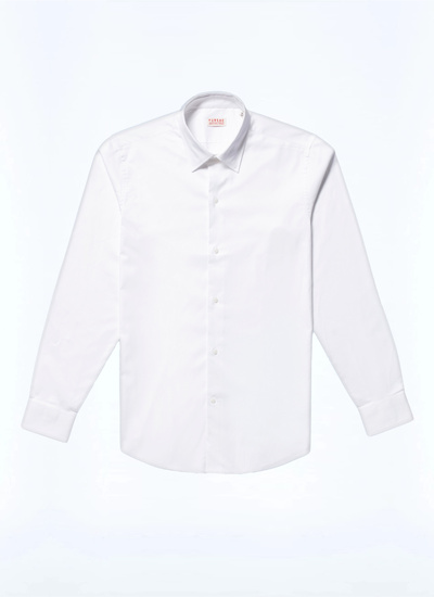 Men's white, ecru cotton poplin shirt Fursac - H3AXAN-E005-01