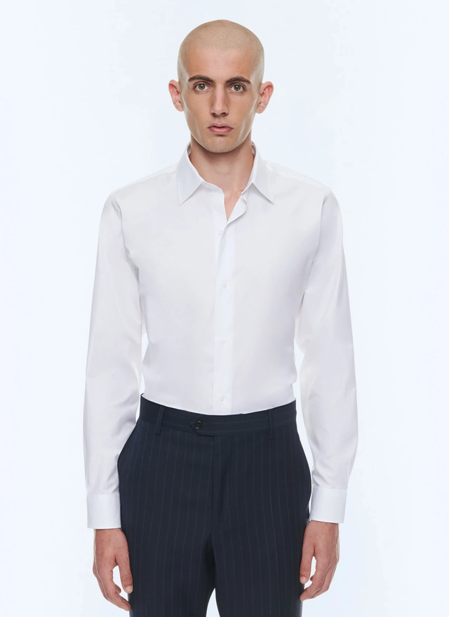 Men's shirt white cotton poplin Fursac - H3AXAN-E005-01