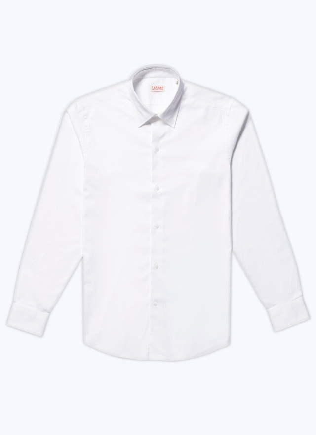 Men's white, ecru cotton poplin shirt Fursac - H3AXAN-E005-01