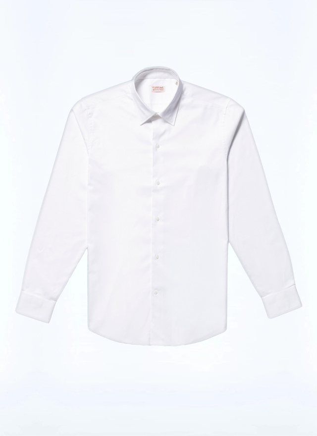 Men's white, ecru cotton poplin shirt Fursac - H3AXAN-E005-01