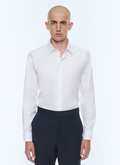 Cotton poplin shirt with straight collar - H3AXAN-E005-01