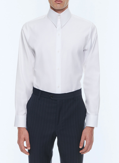 Men's shirt white cotton poplin Fursac - H3CHIC-E005-01