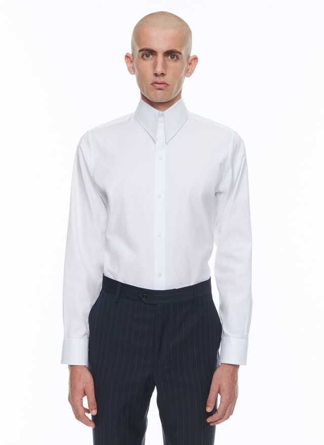 Men's shirt white cotton poplin Fursac - H3CHIC-E005-01