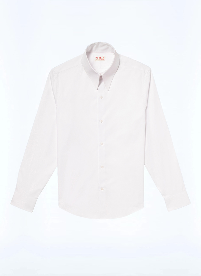 Men's shirt white cotton poplin Fursac - H3CHIC-E005-01