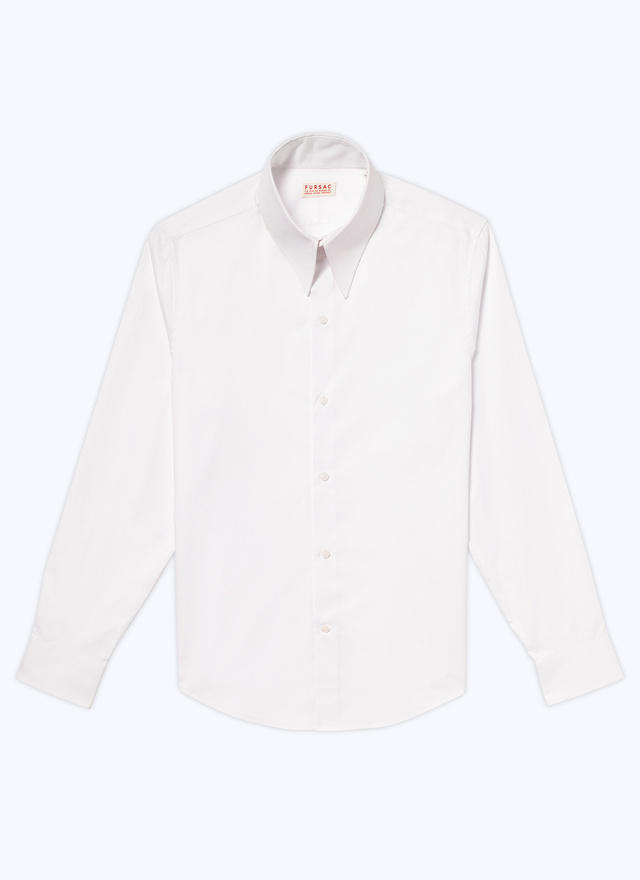Men's white, ecru cotton poplin shirt Fursac - H3CHIC-E005-01