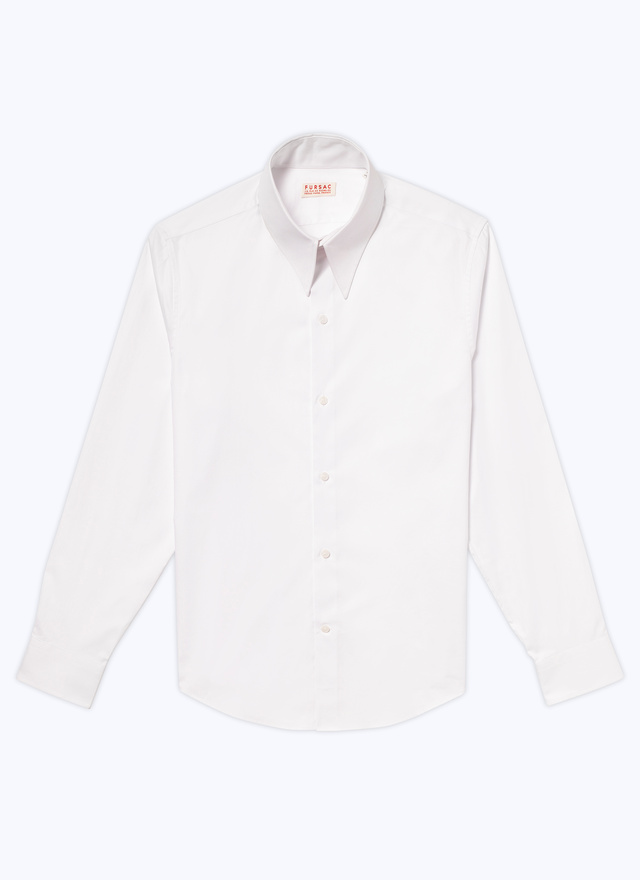 Men's shirt white cotton poplin Fursac - H3CHIC-E005-01