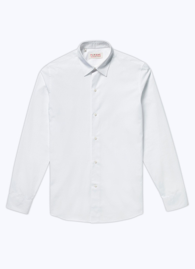 Men's white, ecru organic cotton poplin shirt Fursac - H3OXAN-TH62-01