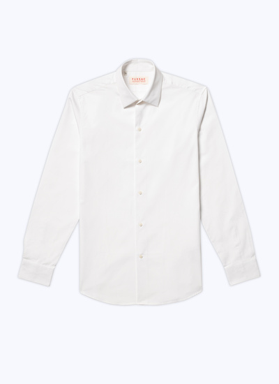 Men's white, ecru cotton twill shirt Fursac - H3TXAN-R001-01