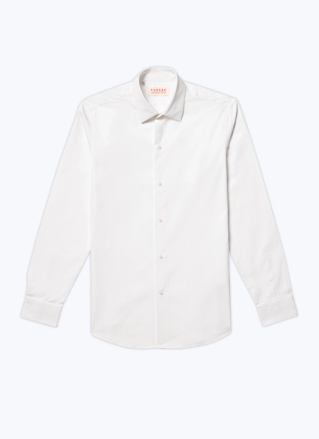 Men's white, ecru cotton twill shirt Fursac - H3TXAN-R001-01