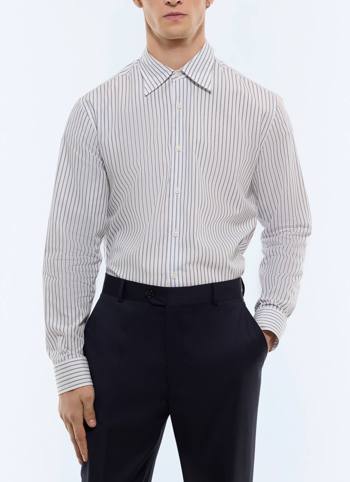 Men's shirt white cotton poplin Fursac - H3ADAV-GH26-D030