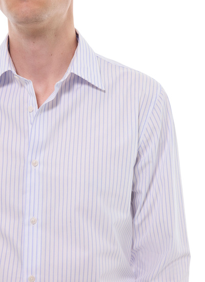 Men's blue, navy blue cotton poplin shirt Fursac - H3AXAN-GH14-D039
