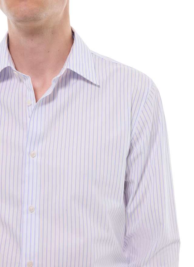 Men's blue, navy blue cotton poplin shirt Fursac - H3AXAN-GH14-D039