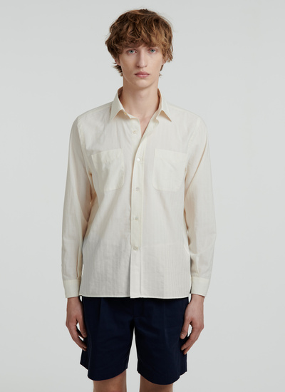 Men's shirt beige cotton voile Fursac - 22EH3VALI-VH03/03