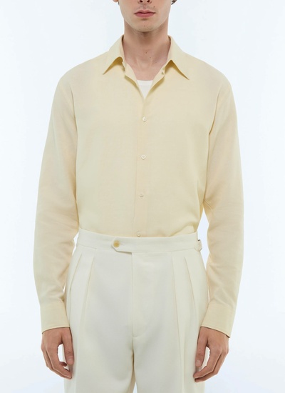 Men's shirt beige certified linen and cotton canvas Fursac - H3EDAV-DH50-A008