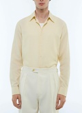 Swallow collar shirt in linen and cotton - H3EDAV-DH50-A008