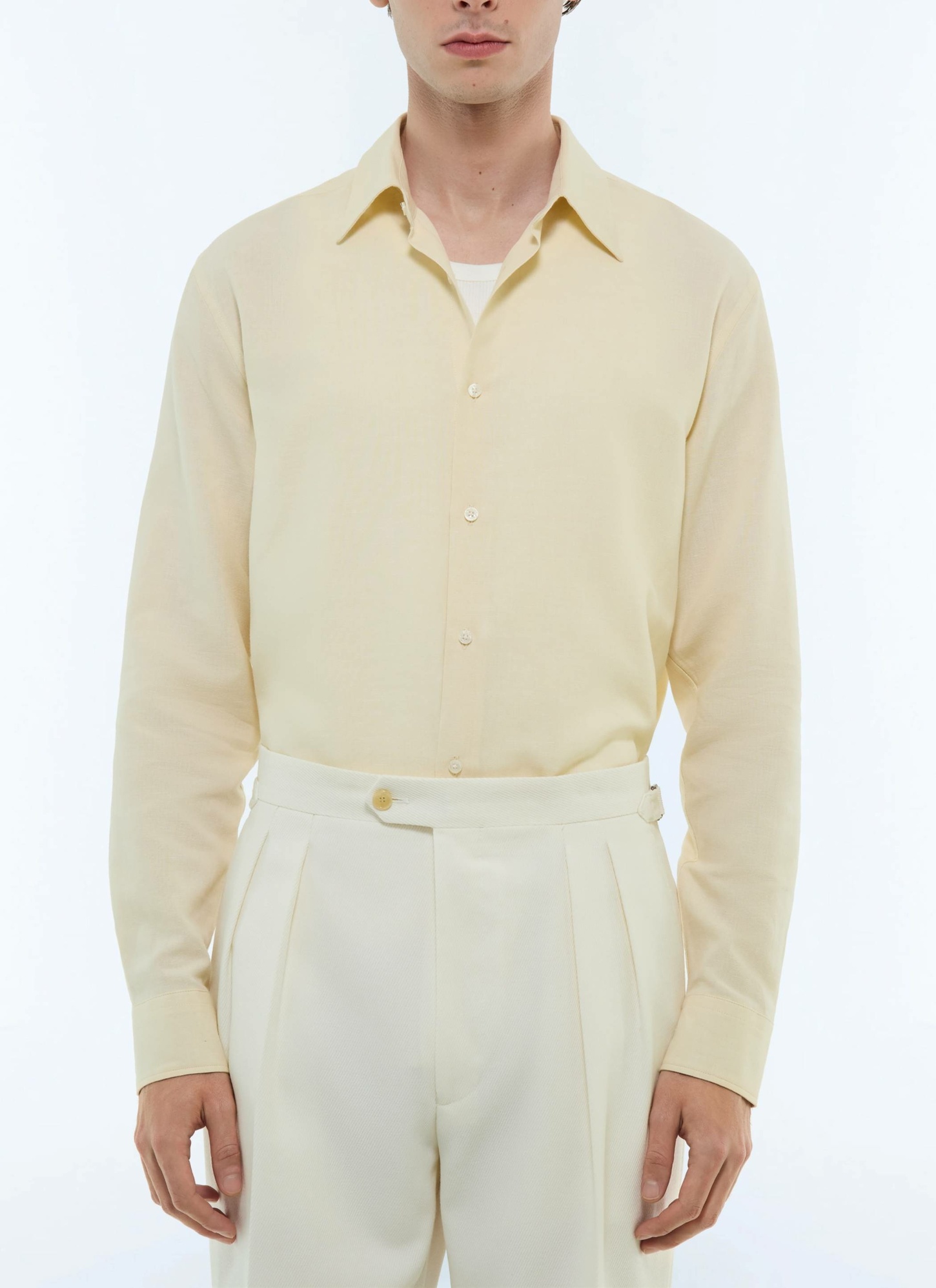Men's shirt beige certified linen and cotton canvas Fursac - H3EDAV-DH50-A008