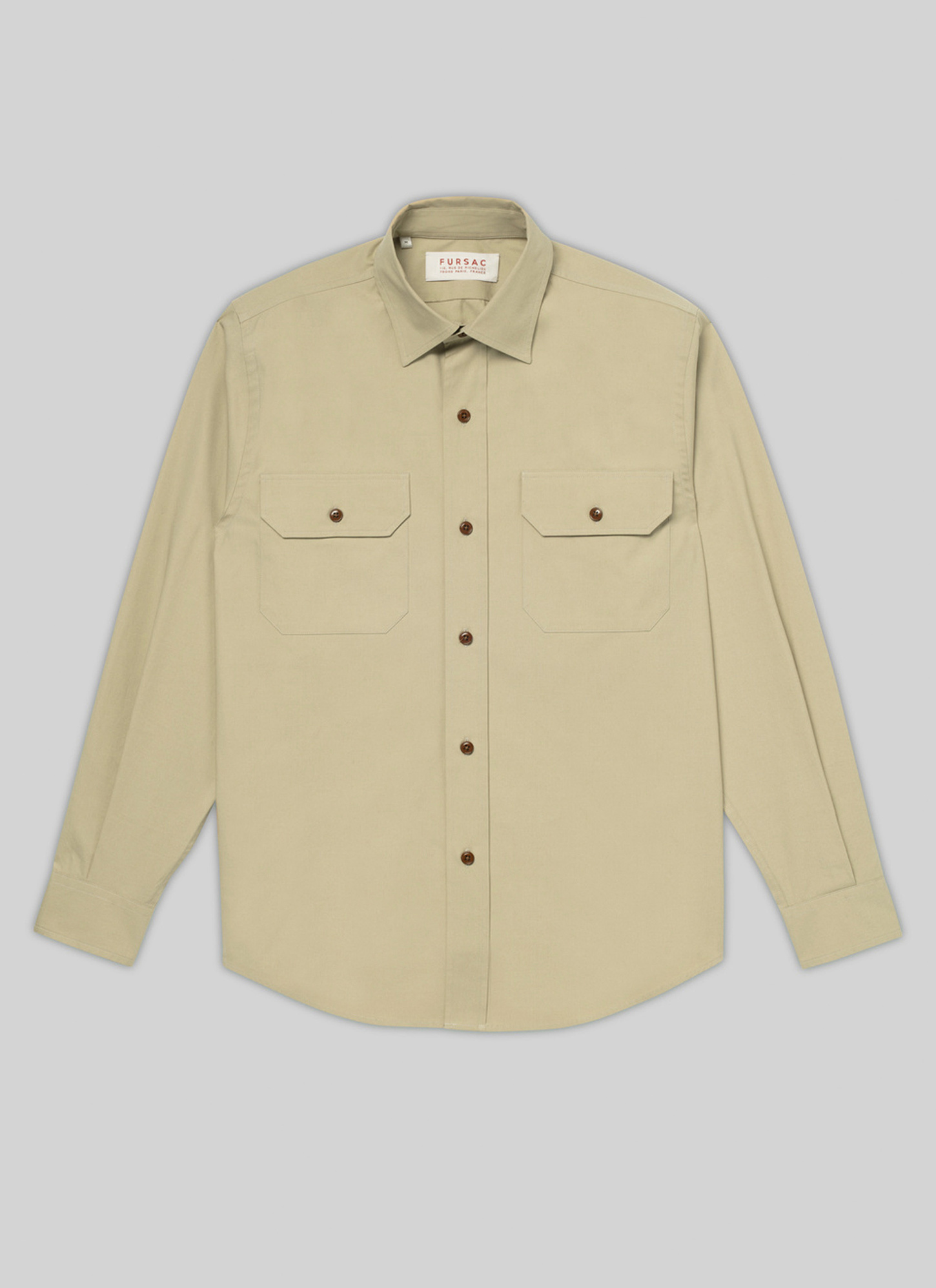 Men's beige, ecru cotton canvas shirt Fursac - H3VILI-VH08-08