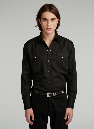 Men's shirt black tencel lyocell Fursac - 22EH3VICE-VH10/20