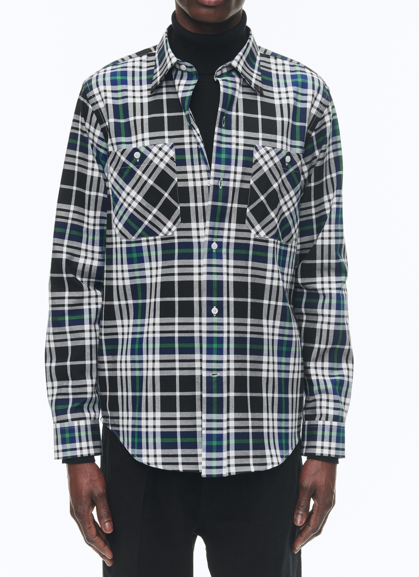 Men's shirt black brushed cotton Fursac - H3CILI-CH41-B020