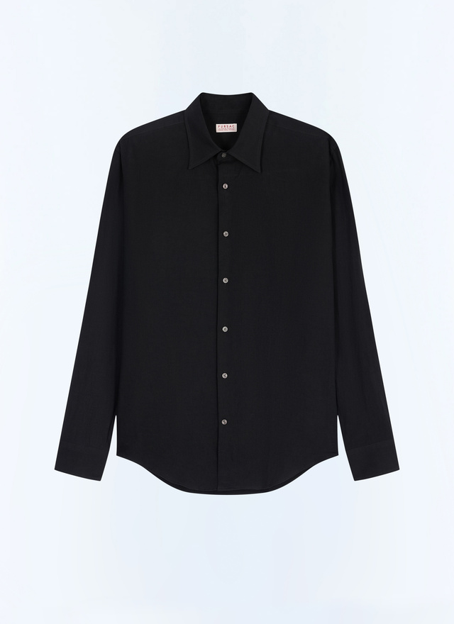 Men's black organic cotton and certified linen shirt Fursac - H3EDAV-DH50-B020