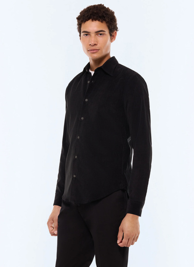 Men's shirt black corduroy Fursac - H3GILI-GH28-B020