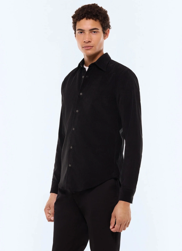 Men's shirt black corduroy Fursac - H3GILI-GH28-B020