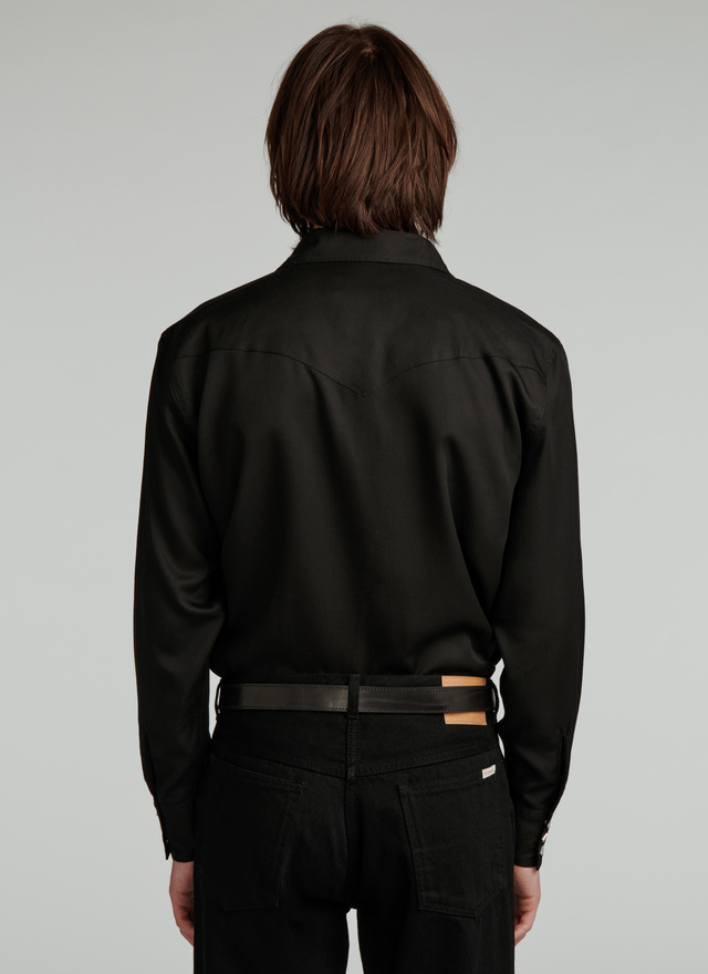 Men's black tencel lyocell shirt Fursac - H3VICE-VH10-20