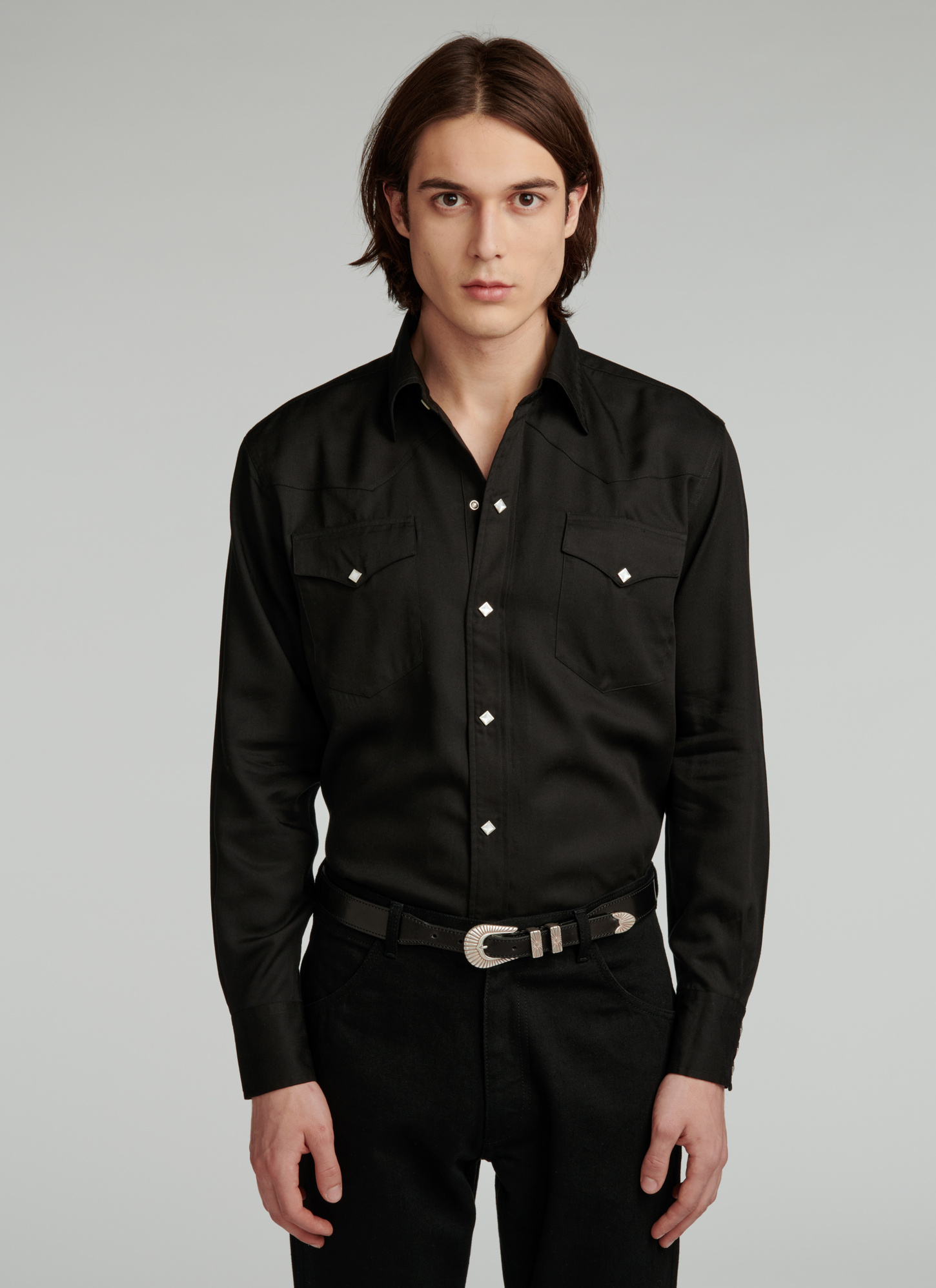 Men's shirt black tencel lyocell Fursac - H3VICE-VH10-20