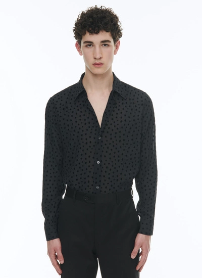 Men's shirt black polka dots polyester canvas Fursac - H3ADAV-CH20-B020