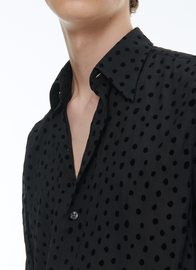 Men's black polka dots shirt Fursac - H3ADAV-CH20-B020