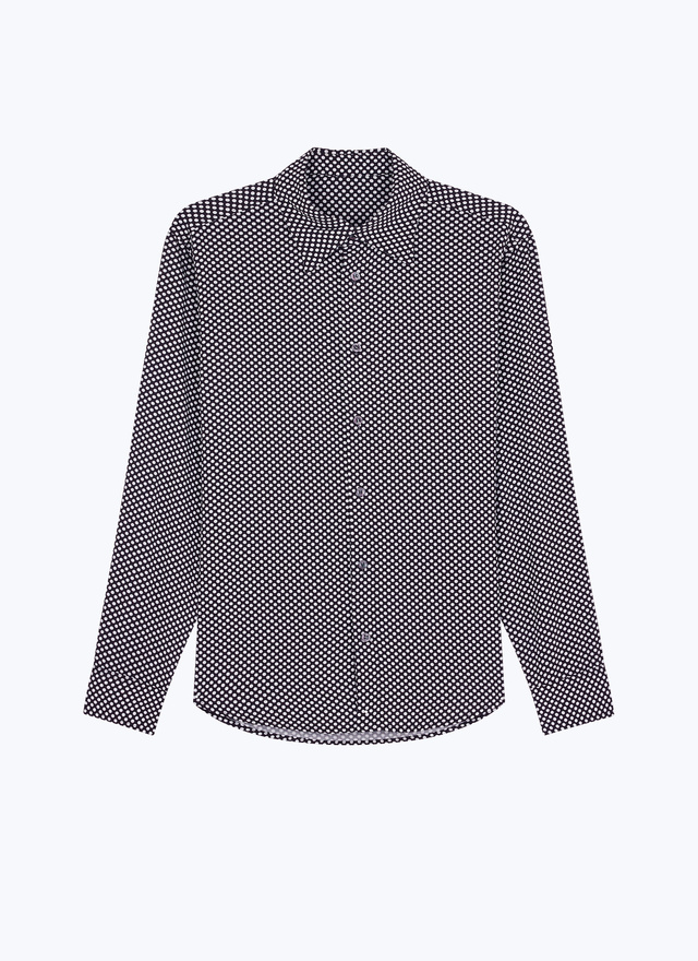 Men's black - white polka dots shirt Fursac - H3EPOI-EH28-B001