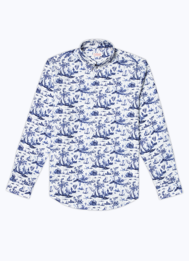 Men's blue toile de jouy print shirt Fursac - H3DTAP-DH48-D013