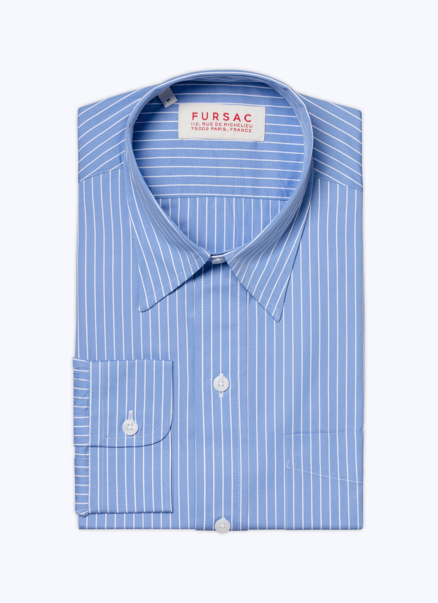 Men's blue, navy blue cotton poplin shirt Fursac - H3VIBA-AH47-37