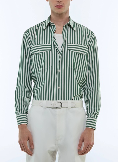 Men's shirt bottle green certified cotton poplin Fursac - H3FCIL-FH17-H010