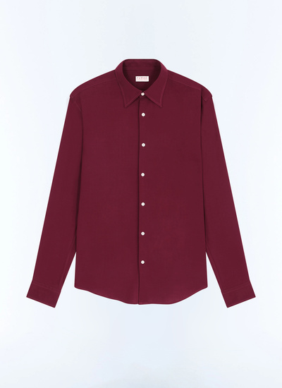 Men's red, bordeaux ecovero viscose shirt Fursac - H3ADOV-EH36-C014