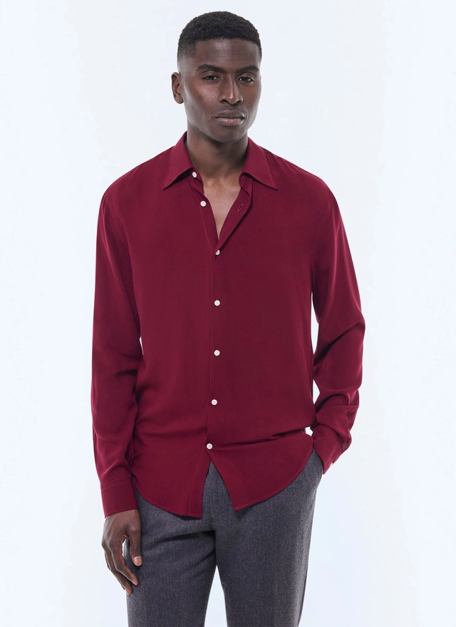 Men's shirt burgundy ecovero viscose Fursac - H3ADOV-EH36-C014