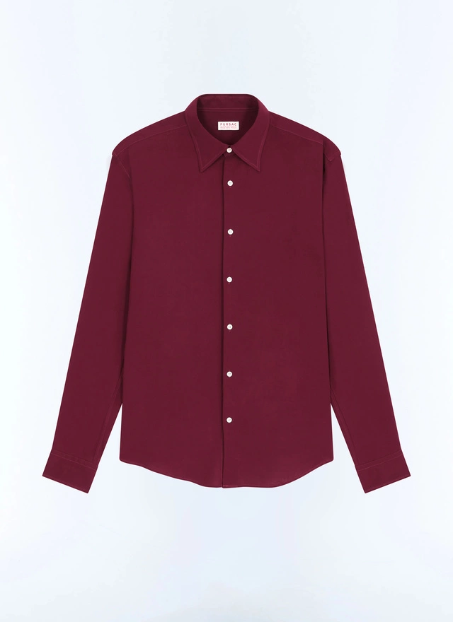 Men's red, bordeaux ecovero viscose shirt Fursac - H3ADOV-EH36-C014