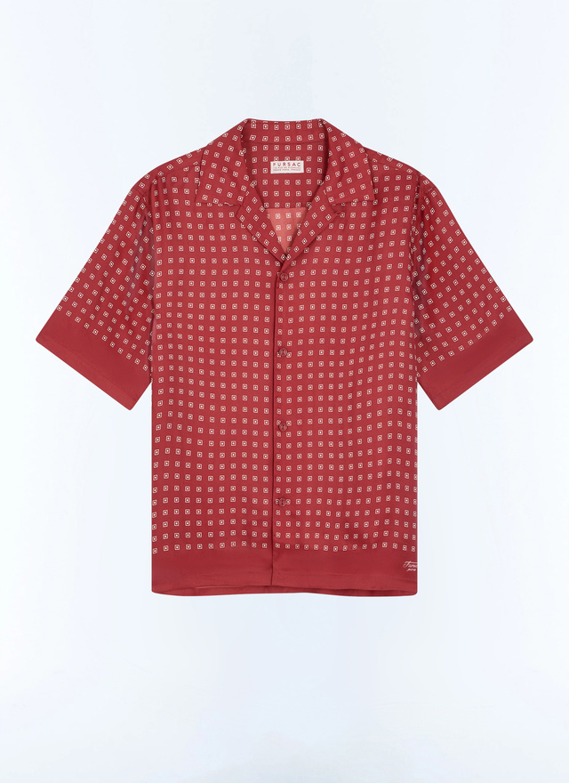 Men's red, bordeaux main fabric: 100% viscose shirt Fursac - H3LINT-LH05-C014