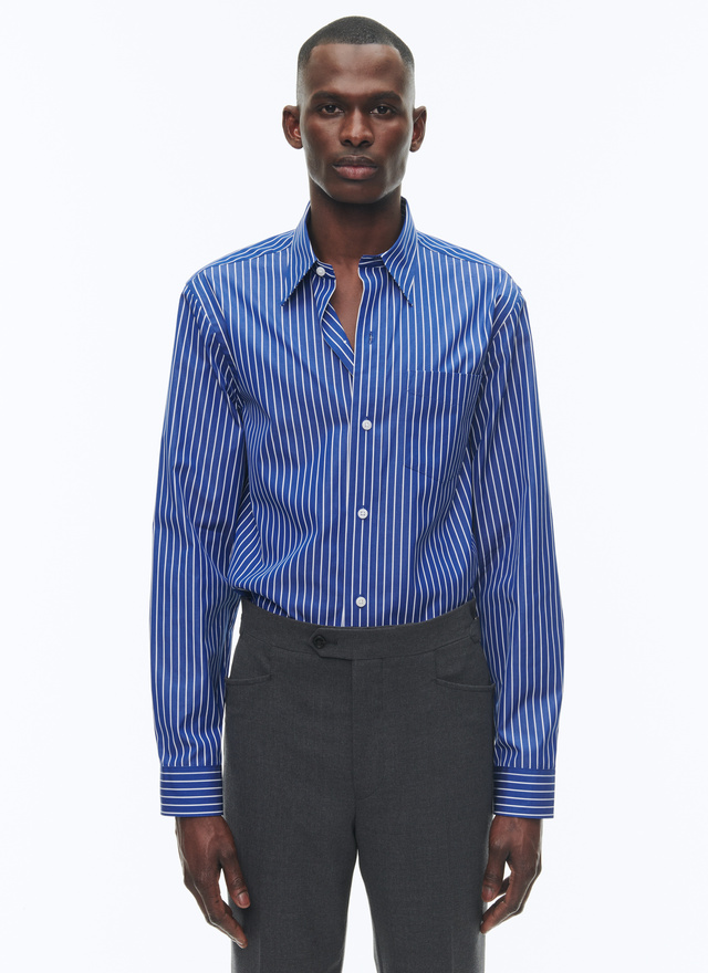 Men's shirt cobalt blue cotton Fursac - H3VIBA-CH43-D022