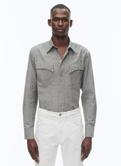 Men's shirt dark grey cotton canvas Fursac - H3BICE-BH14-29