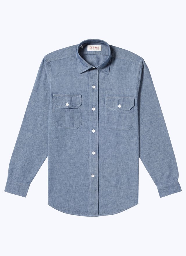 Men's blue, navy blue cotton shirt Fursac - H3VILI-VH09-38