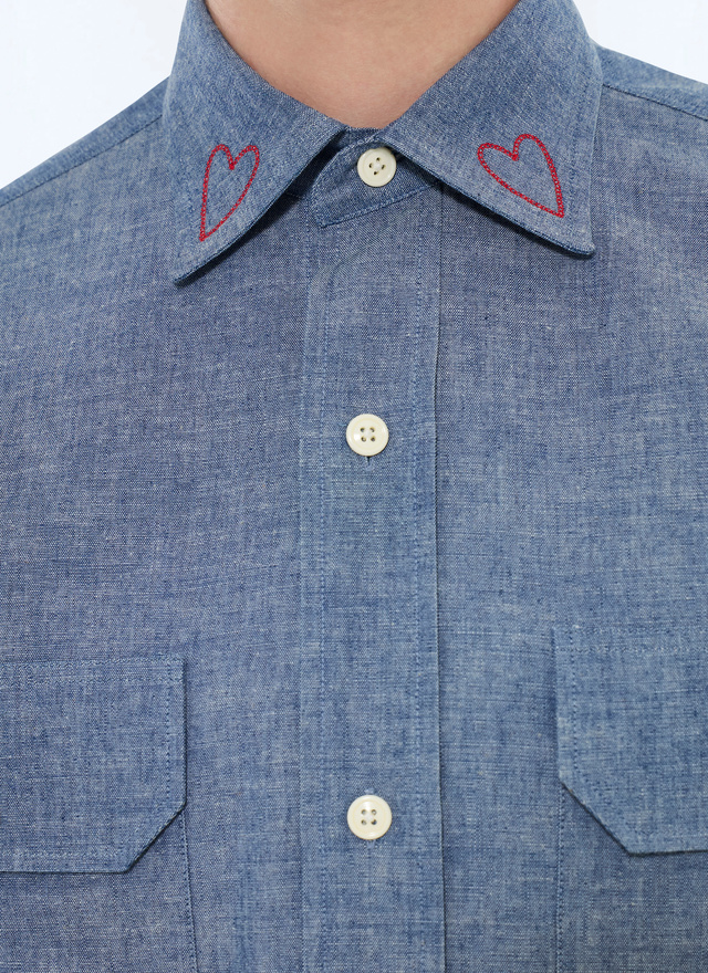 Men's denim style blue shirt Fursac - H3FILI-VH09-38