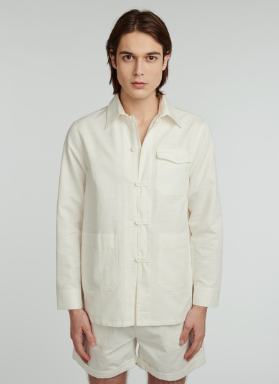 Men's shirt ecru cotton serge Fursac - 22EH3VOJA-VX01/02