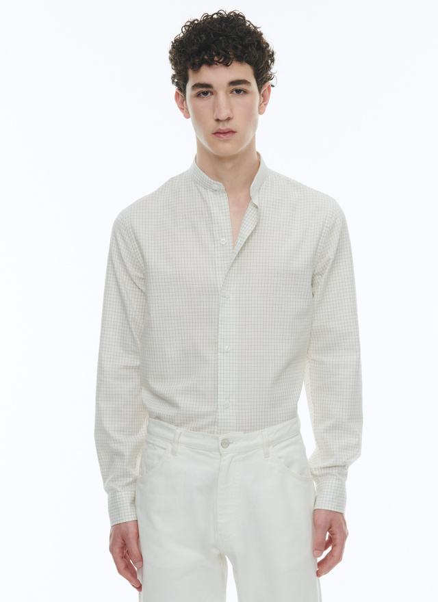 Men's shirt ecru brushed cotton and merino wool Fursac - H3TIKA-CH08-A002